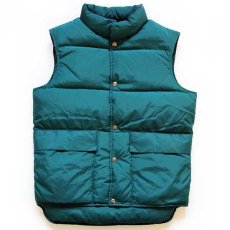 画像1: 90s USA製 Woolrichウールリッチ ナイロン ダウンベスト 緑 S (1)