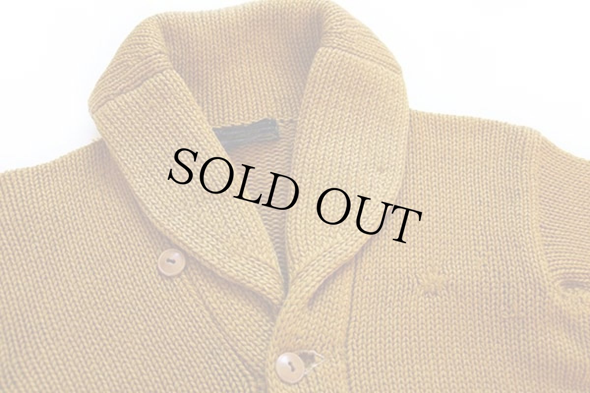 画像3: 40s UNKNOWN ショールカラー ローゲージ ウールニット カーディガン マスタード ボロ (3)