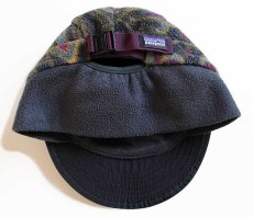 画像4: 90s USA製 patagoniaパタゴニア トーテム 総柄 シンチラ ダックビル フリースキャップ M (4)