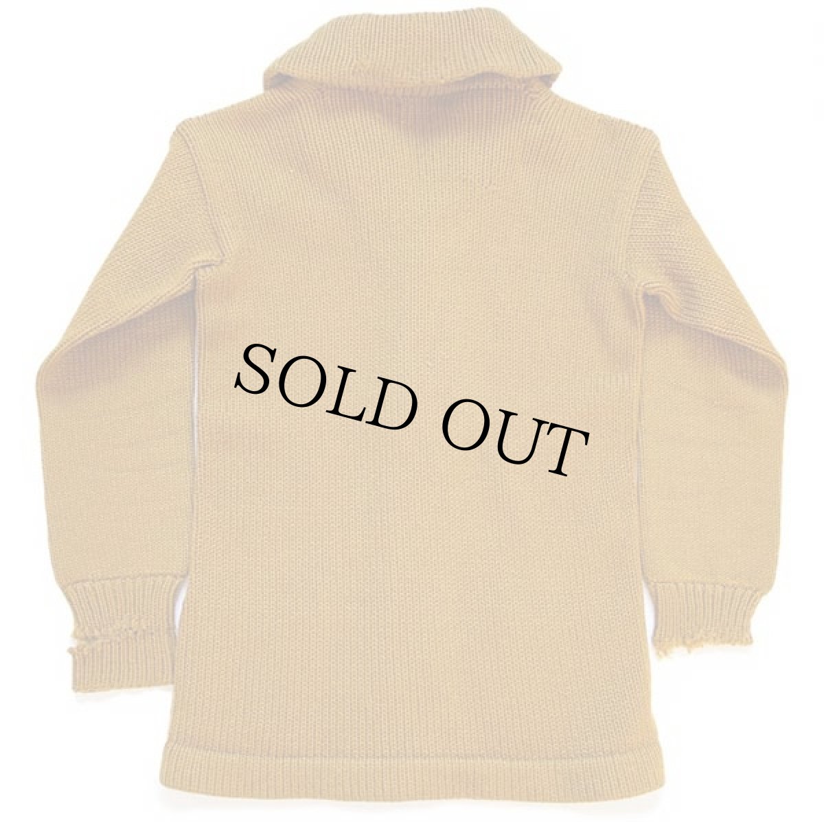 画像2: 40s UNKNOWN ショールカラー ローゲージ ウールニット カーディガン マスタード ボロ (2)