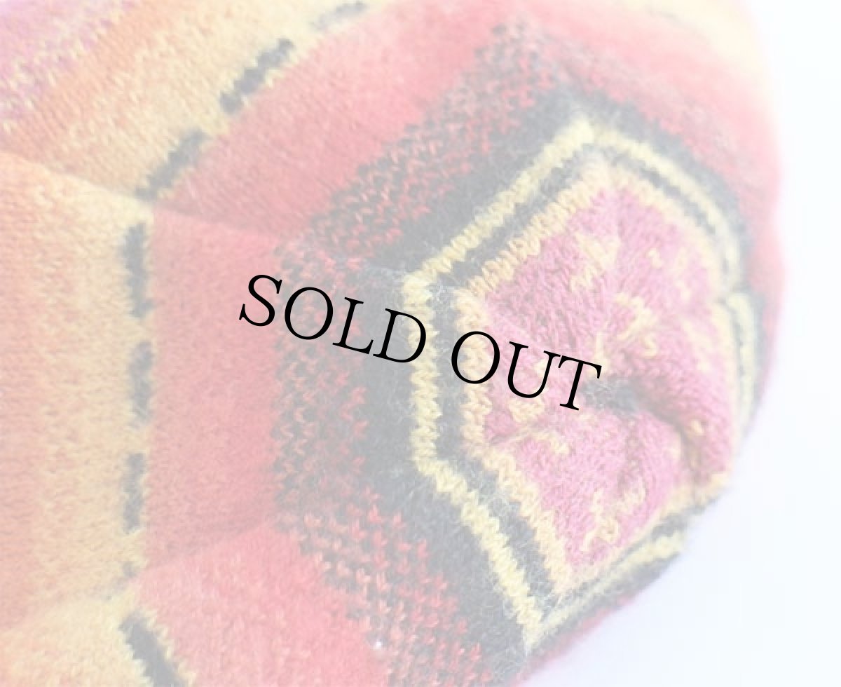 画像5: 00s フランス製 patagoniaパタゴニア ネイティブ柄 ビーニー ウール ニットキャップ L (5)