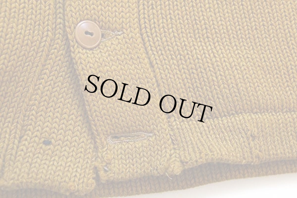 画像7: 40s UNKNOWN ショールカラー ローゲージ ウールニット カーディガン マスタード ボロ (7)