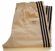 画像1: 80s USA製 adidasアディダス トラックパンツ ベージュ×紺 L★ジャージ (1)