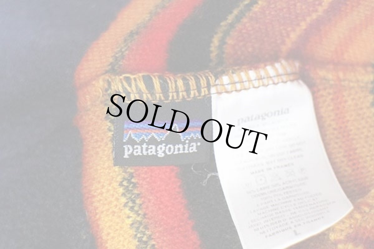 画像3: 00s フランス製 patagoniaパタゴニア ネイティブ柄 ビーニー ウール ニットキャップ L (3)