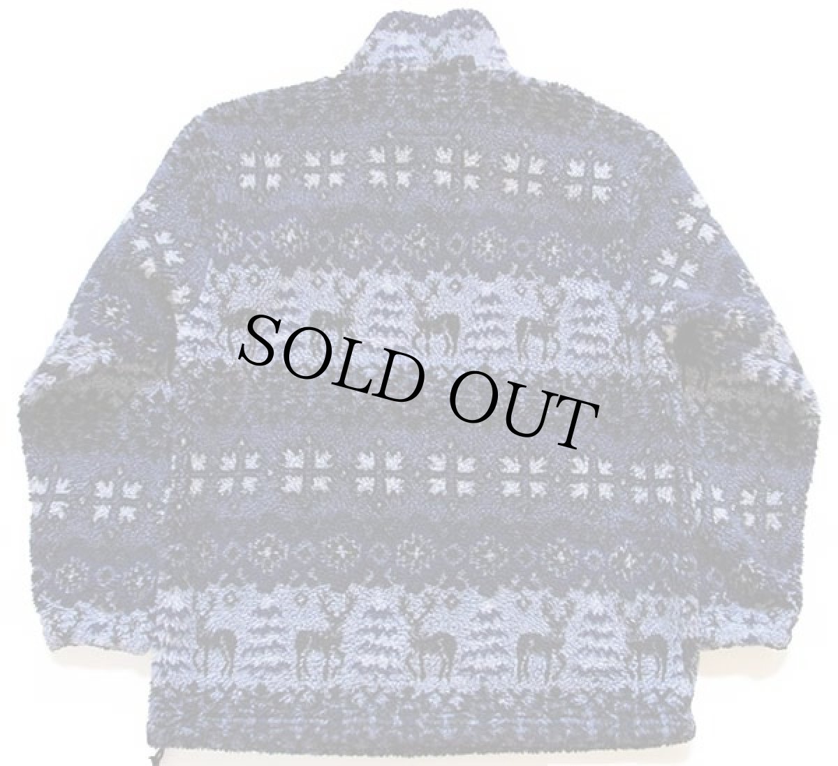 画像2: 90s USA製 Woolrichウールリッチ 鹿柄 ノルディック柄 プルオーバー パイル フリース ジャケット M (2)