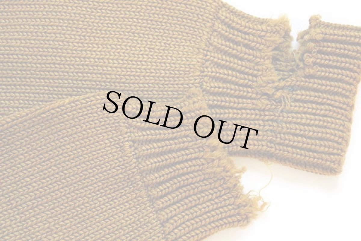 画像9: 40s UNKNOWN ショールカラー ローゲージ ウールニット カーディガン マスタード ボロ (9)