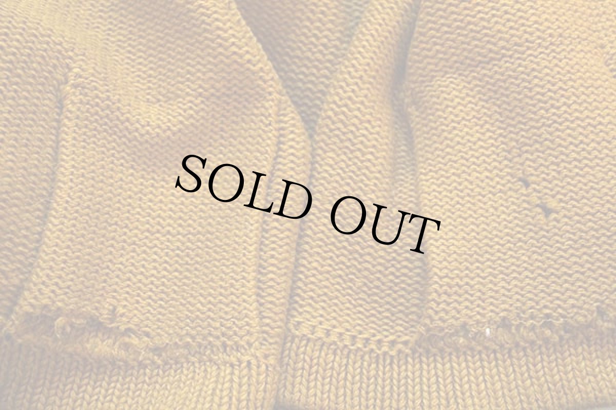 画像10: 40s UNKNOWN ショールカラー ローゲージ ウールニット カーディガン マスタード ボロ (10)