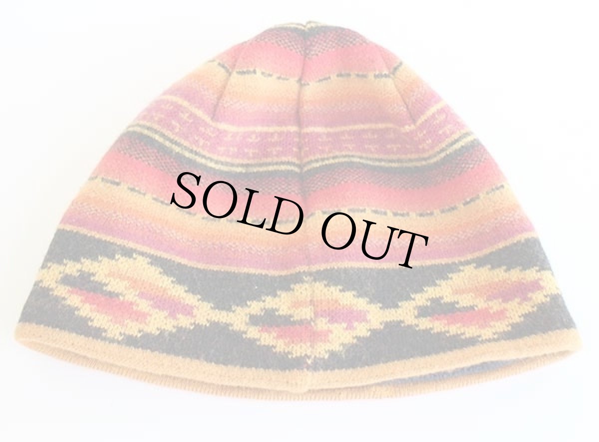 画像2: 00s フランス製 patagoniaパタゴニア ネイティブ柄 ビーニー ウール ニットキャップ L (2)