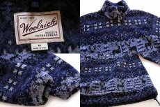 画像3: 90s USA製 Woolrichウールリッチ 鹿柄 ノルディック柄 プルオーバー パイル フリース ジャケット M (3)