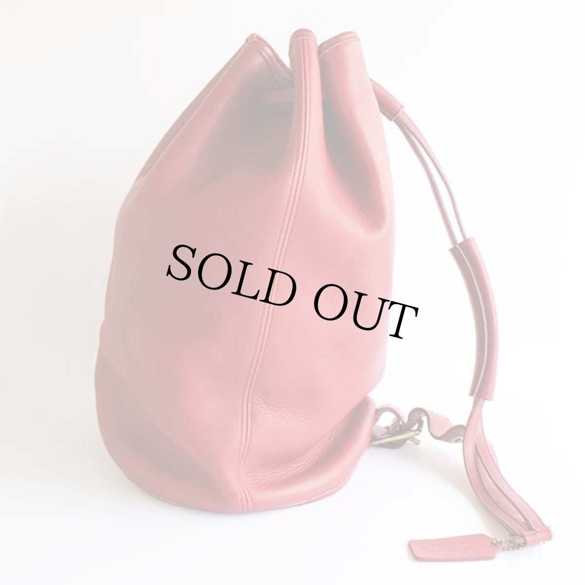 画像3: USA製 COACH オールド コーチ バケツ型 巾着 レザー ワンショルダーバッグ 赤★9929 (3)