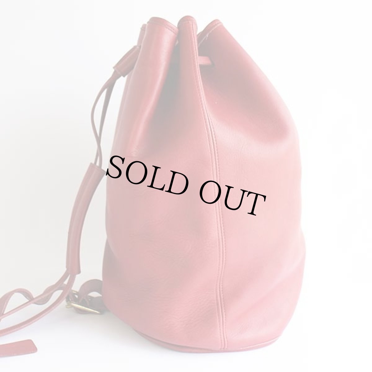 画像2: USA製 COACH オールド コーチ バケツ型 巾着 レザー ワンショルダーバッグ 赤★9929 (2)