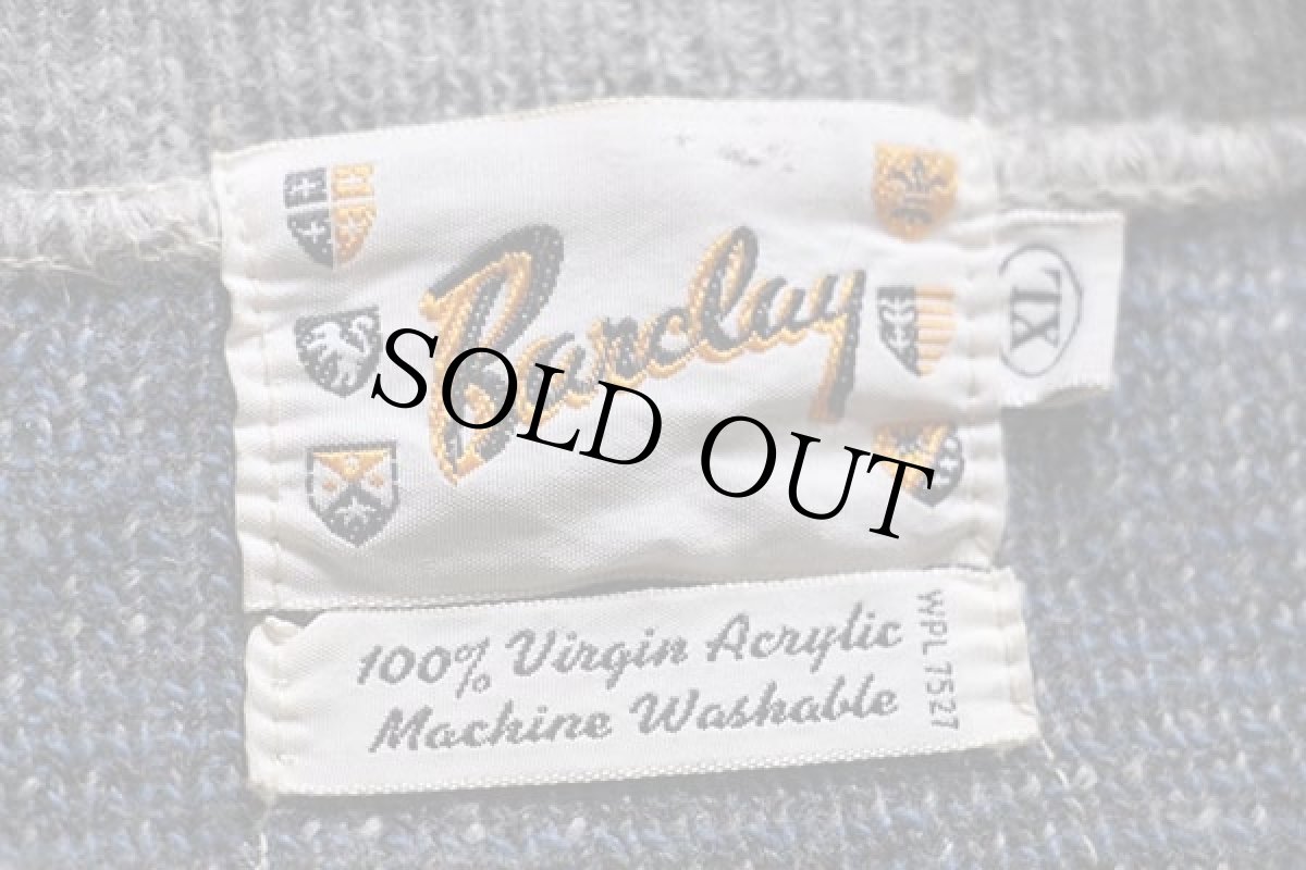 画像4: 60s Barclay ダイヤ柄 アクリルニット フルジップ セーター グレー XL (4)