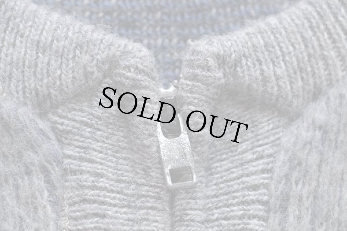 画像5: 60s Barclay ダイヤ柄 アクリルニット フルジップ セーター グレー XL (5)