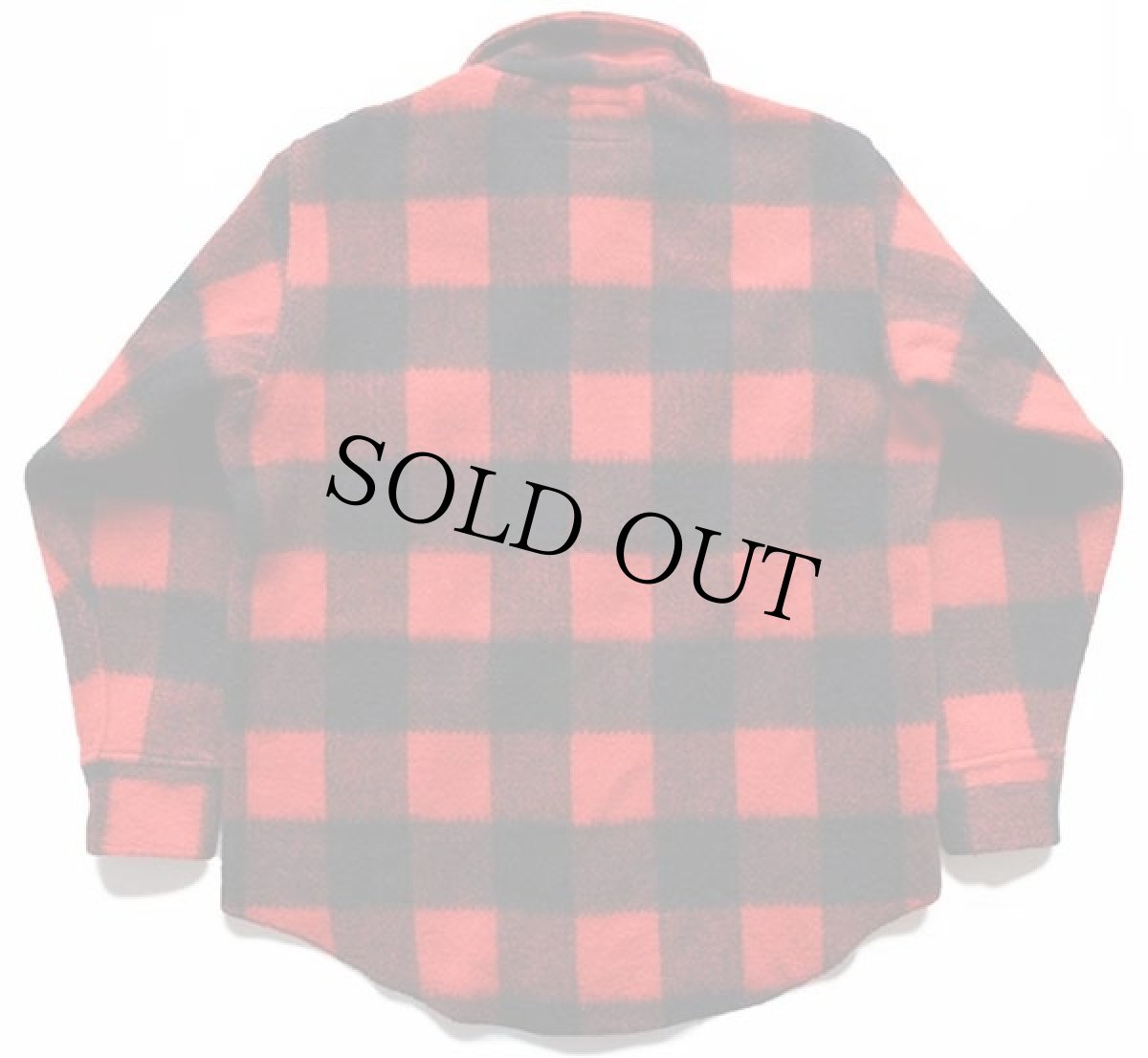 画像2: 80s USA製 melton バッファローチェック ウール シャツジャケット 赤×黒 M (2)