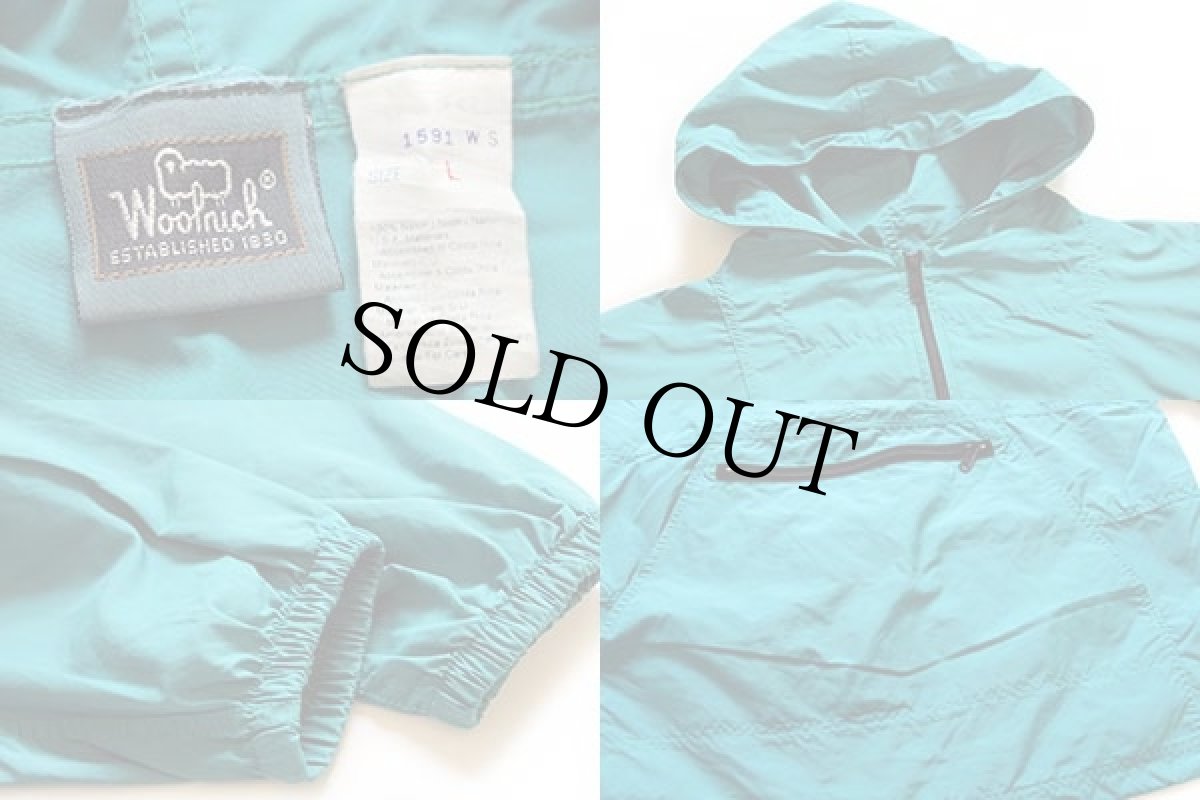 画像3: 90s Woolrichウールリッチ ナイロン アノラックパーカー エメラルドグリーン L (3)