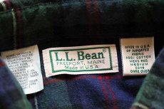 画像4: 80s USA製 L.L.Bean タータンチェック ボタンダウン コットン ライトネルシャツ M (4)