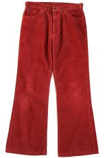 画像2: 70s USA製 Levi'sリーバイス 646 コーデュロイパンツ 濃赤 w34★ベルボトム (2)
