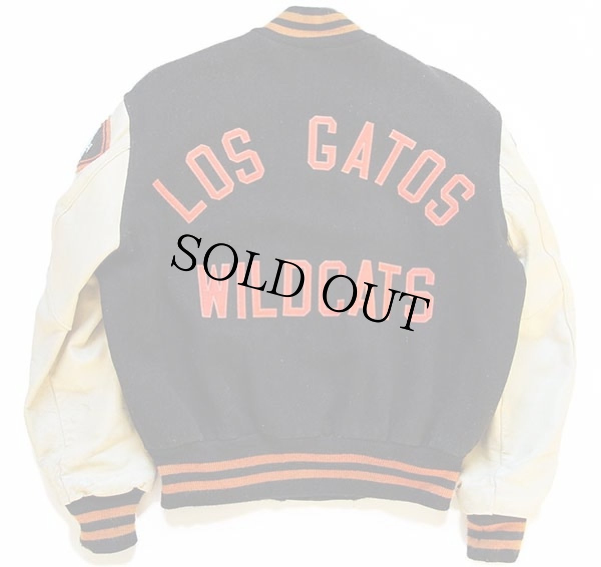 画像2: 80s USA製 DeLONGデロング 刺繍&パッチ付き メルトン ウール 袖革スタジャン 黒 44 (2)