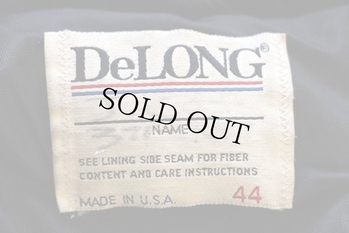 画像5: 80s USA製 DeLONGデロング 刺繍&パッチ付き メルトン ウール 袖革スタジャン 黒 44 (5)