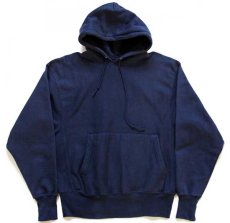 画像1: 00s メキシコ製 Championチャンピオン 無地 目無し リバースウィーブ スウェットパーカー 紺 M (1)