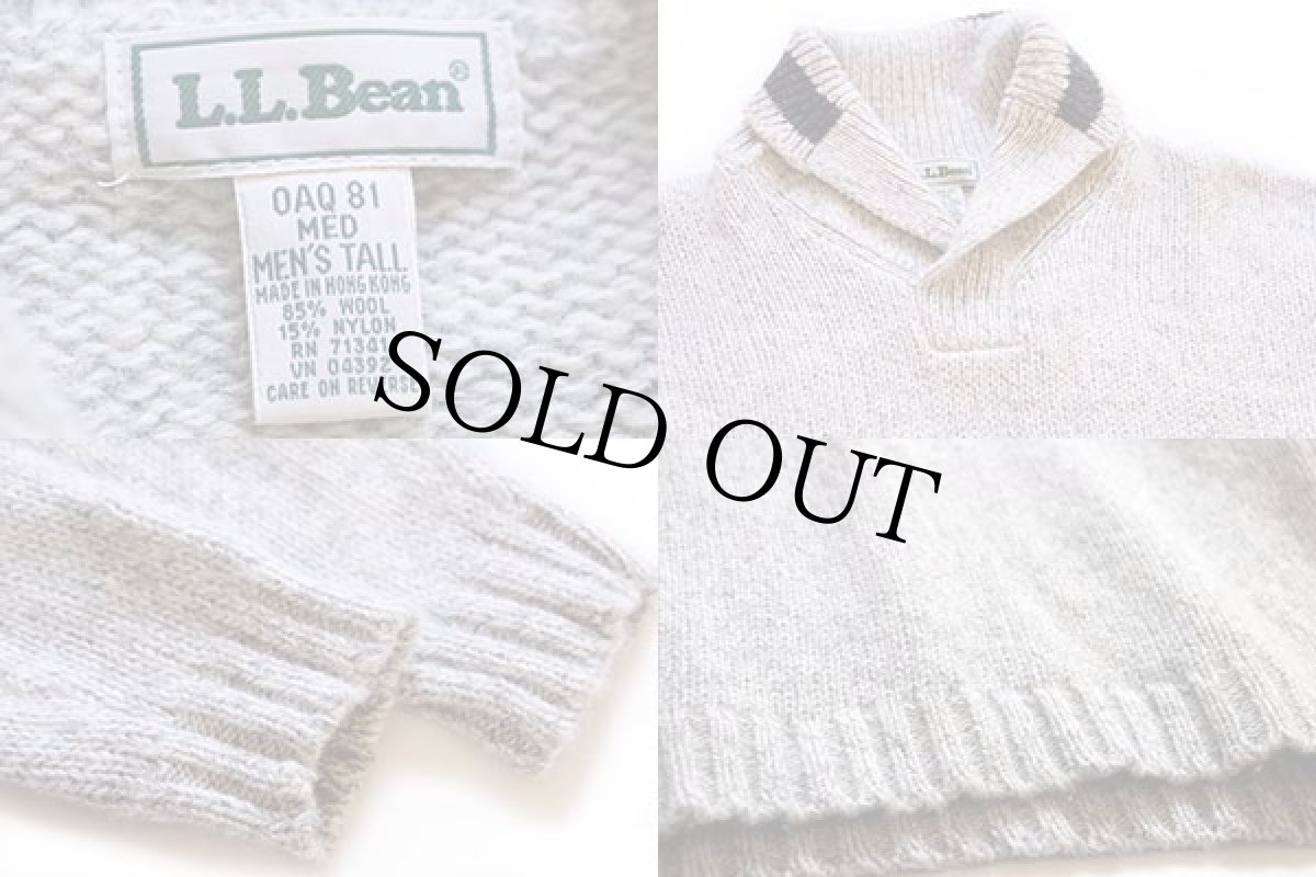 画像3: 90s L.L.Bean ショールカラー ウールニット セーター グレー MT (3)