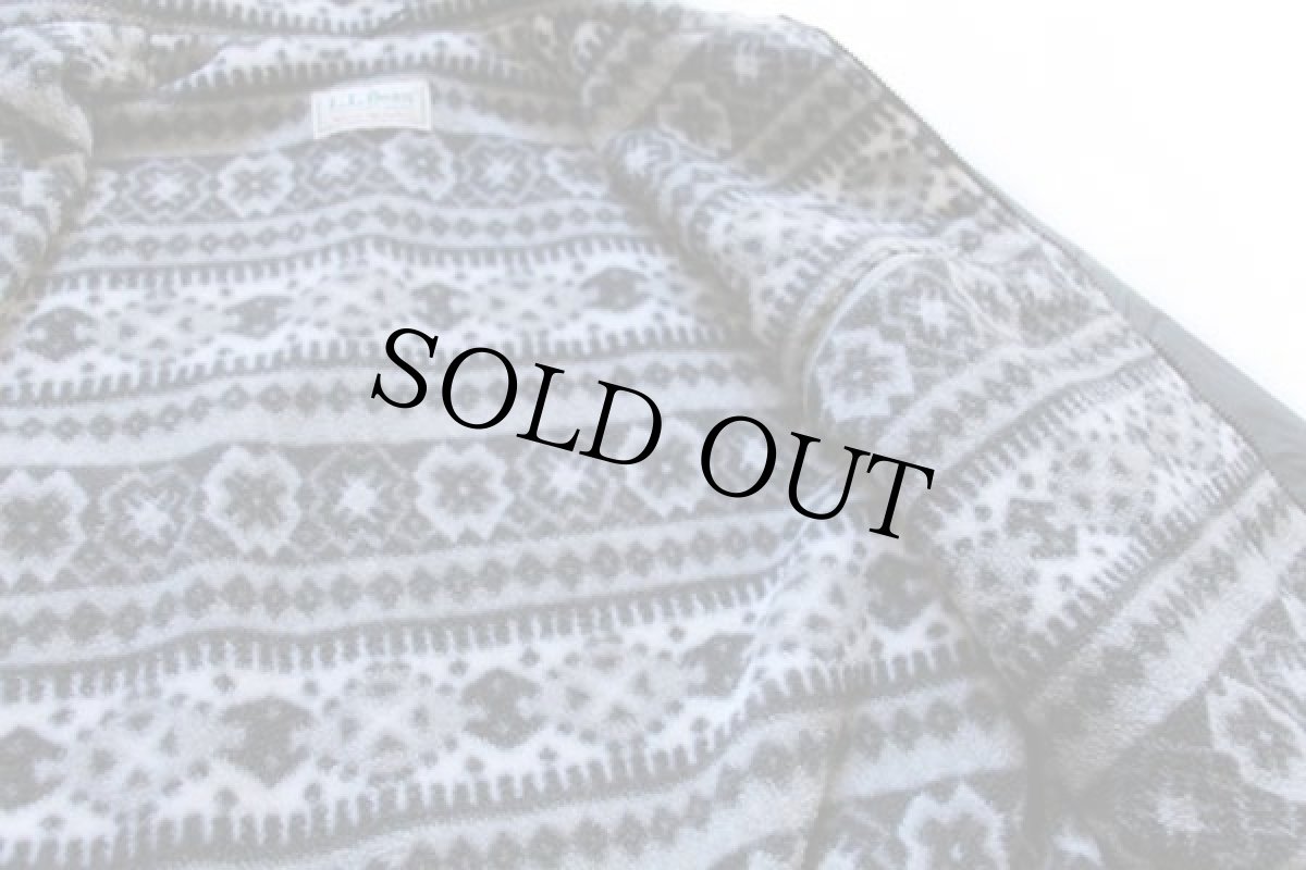 画像5: 90s L.L.Bean ウォームアップ 総柄 フリースライナー ナイロンジャケット チャコールグレー (5)