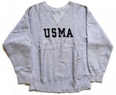 画像1: 80s USA製 Championチャンピオン USMA 染み込みプリント 前V リバースウィーブ スウェット 杢グレー M★U.S.ARMY (1)
