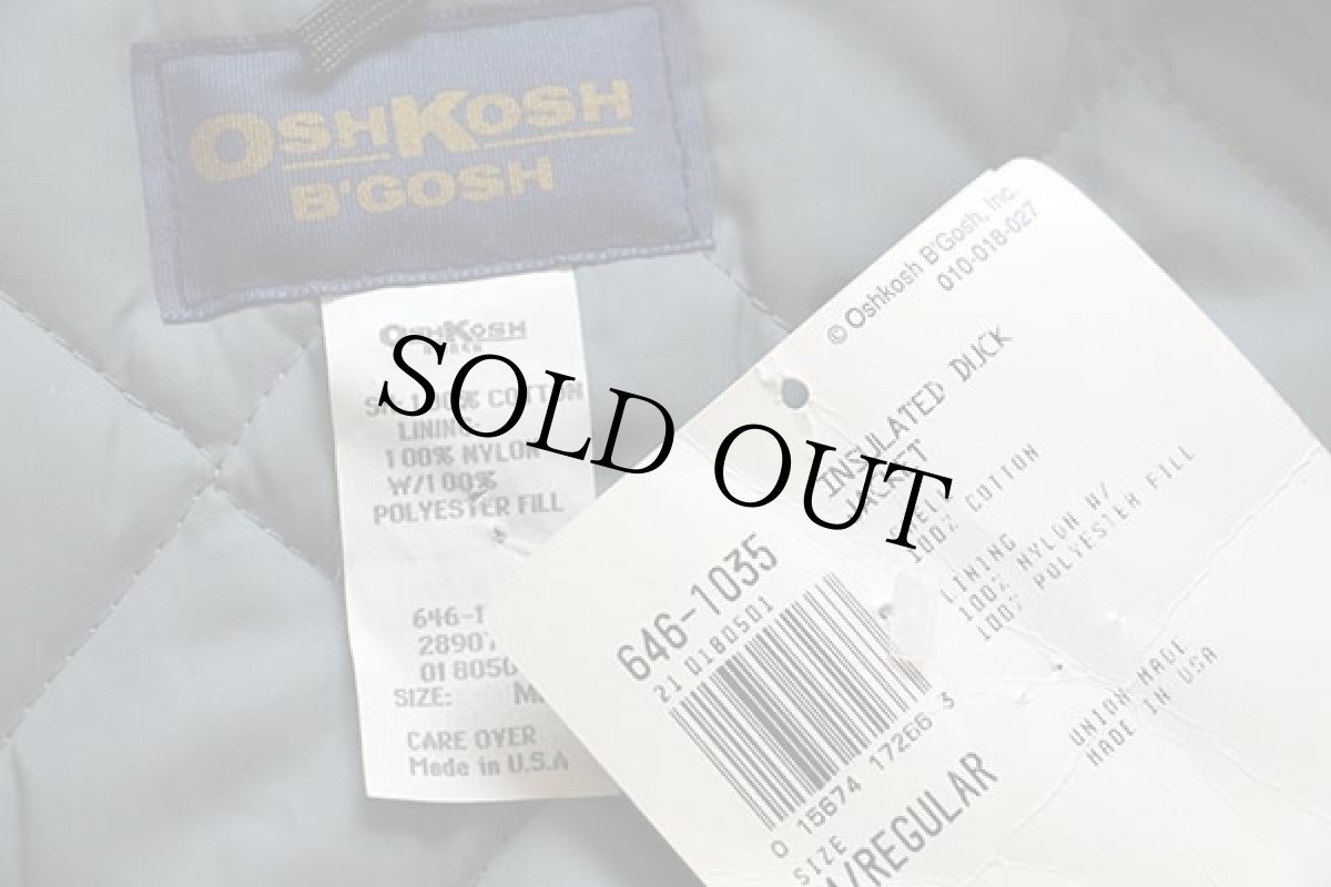 画像4: デッドストック★80s USA製 OSHKOSH B'GOSH キルティングライナー ダック地 ワークジャケット グレー M (4)