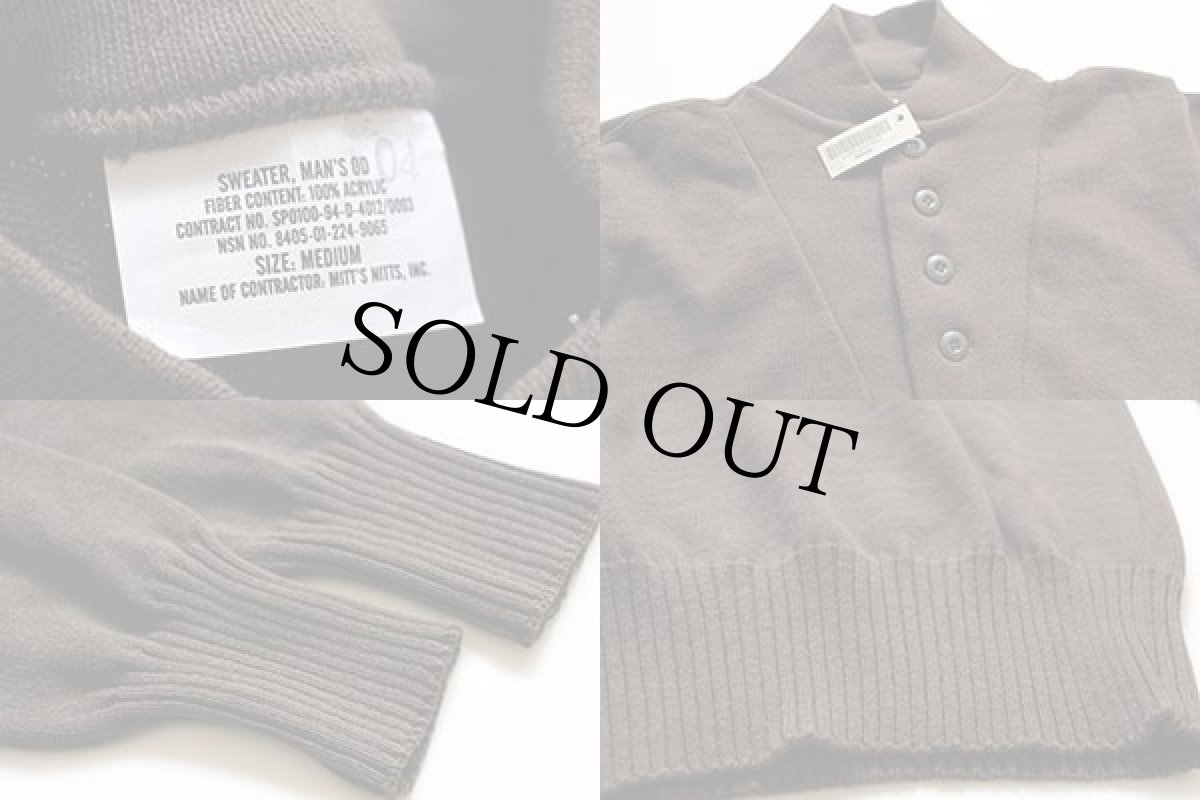 画像3: デッドストック★90s 米軍 U.S.ARMY 5ボタン ハイネック アクリルニット セーター オリーブドラブ M (3)