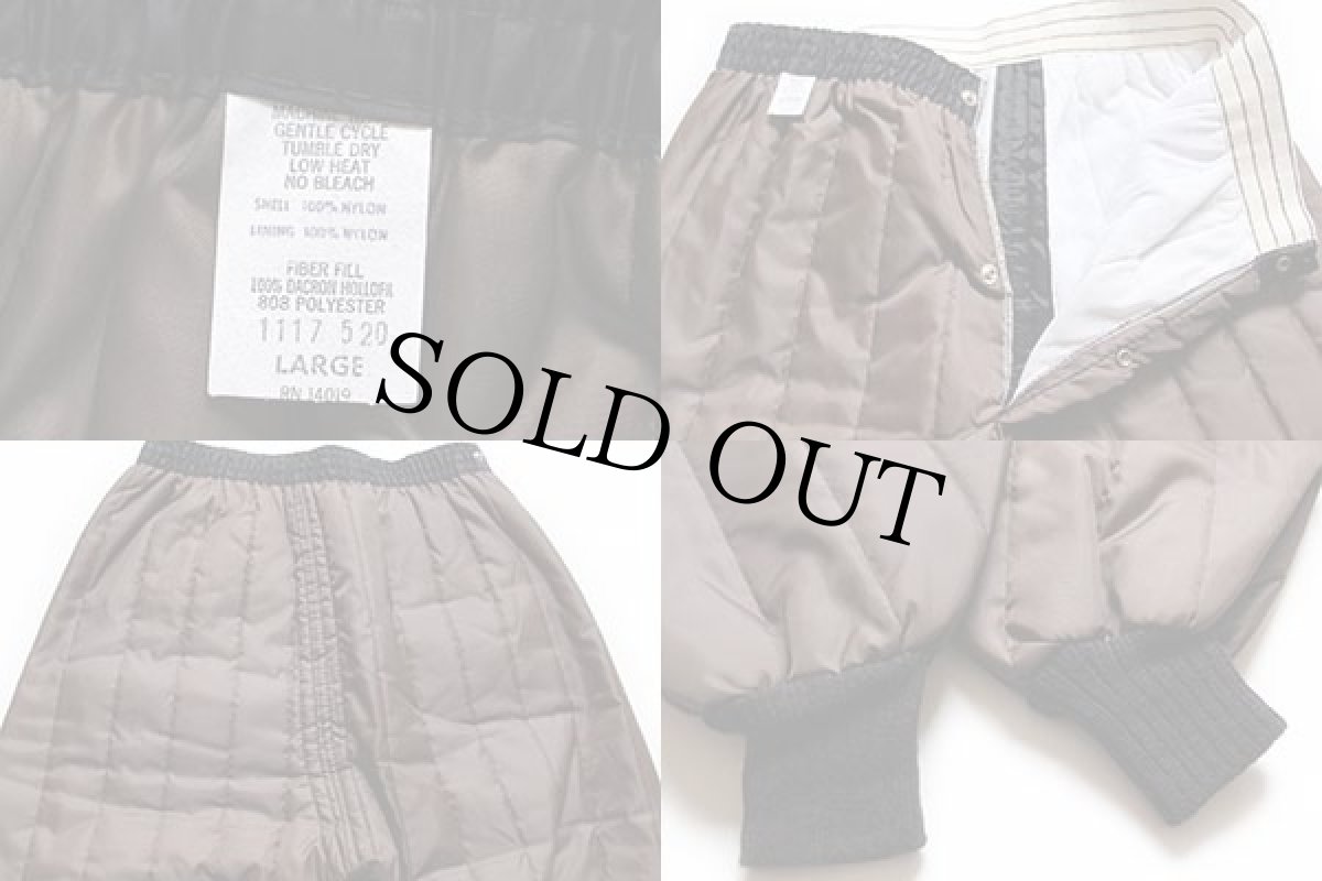 画像4: 80s UNKNOWN ナイロン キルティング ライナーパンツ 焦げ茶 L (4)