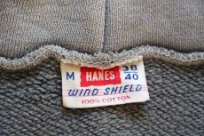 画像4: 60s HANES WIND SHIELD 無地 コットン スウェットパーカー ボロ グリーングレー フェード M (4)