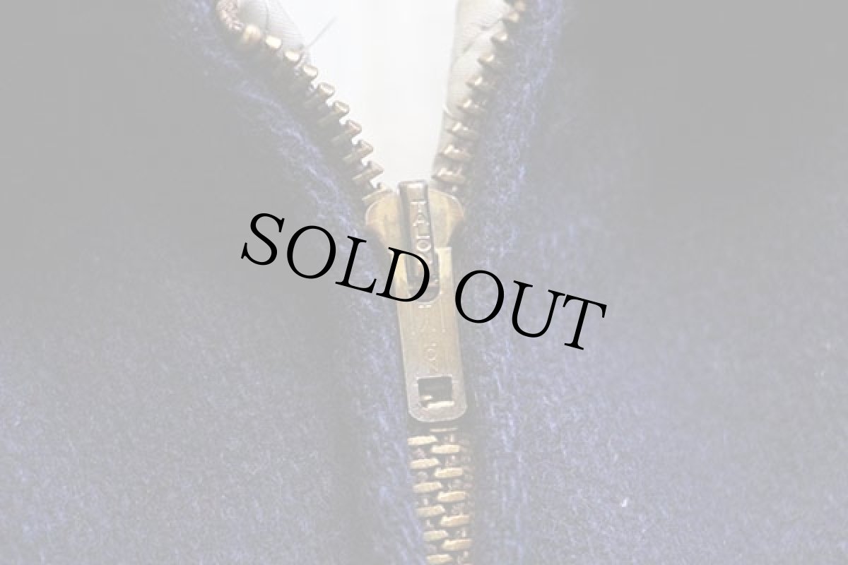 画像4: 60s UNKNOWN キルティングライナー メルトン ウール 袖革スタジャン 紺×マスタード (4)