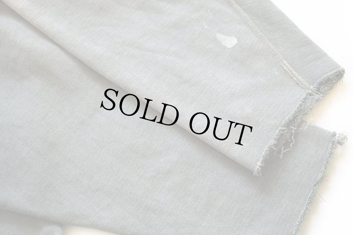 画像6: 60s HANES WIND SHIELD 無地 コットン スウェットパーカー ボロ グリーングレー フェード M (6)