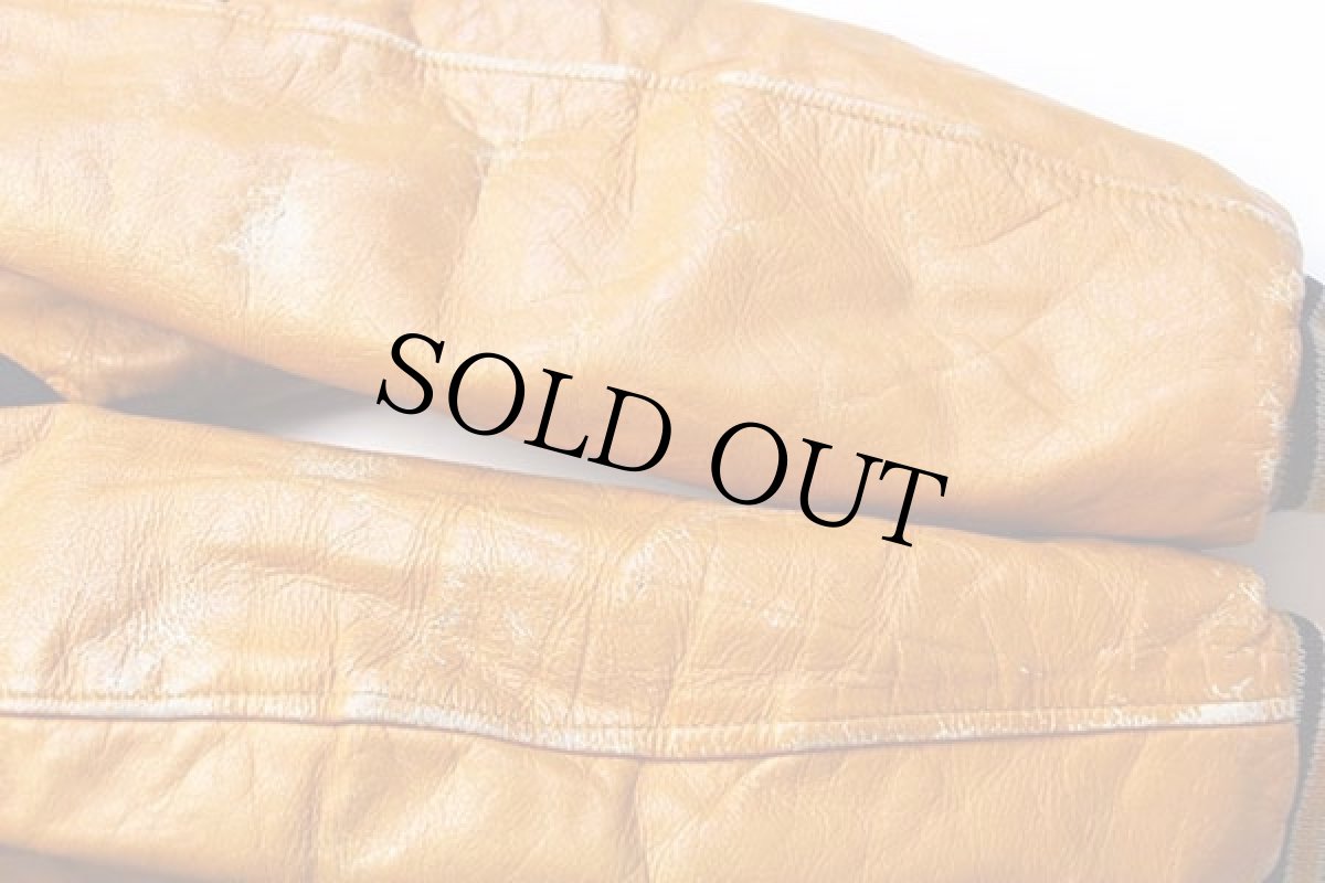 画像7: 60s UNKNOWN キルティングライナー メルトン ウール 袖革スタジャン 紺×マスタード (7)