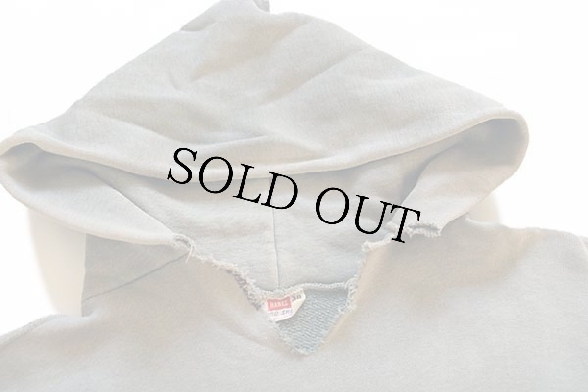 画像3: 60s HANES WIND SHIELD 無地 コットン スウェットパーカー ボロ グリーングレー フェード M (3)