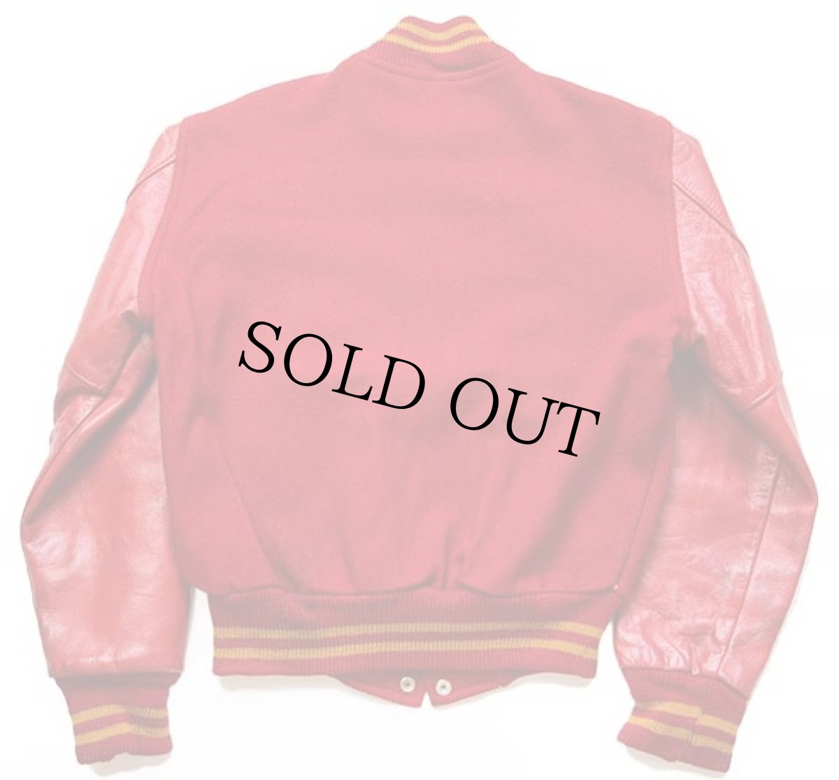 画像2: 60s Kautzky パッチ付き メルトン ウール 袖革スタジャン 赤 36 (2)