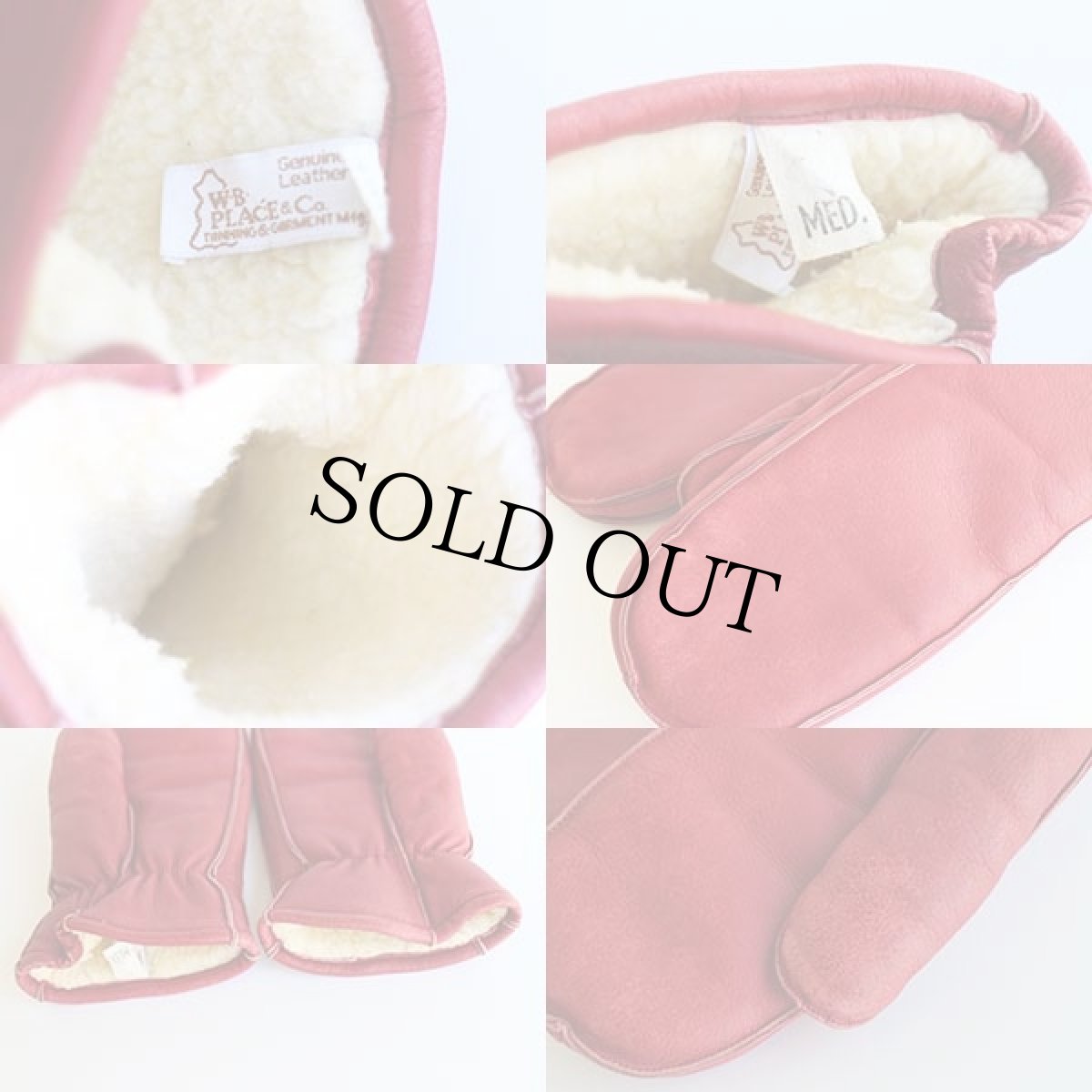 画像4: W.B.PLACE&Co. ボアライナー レザー ミトン グローブ 赤 M★手袋 (4)