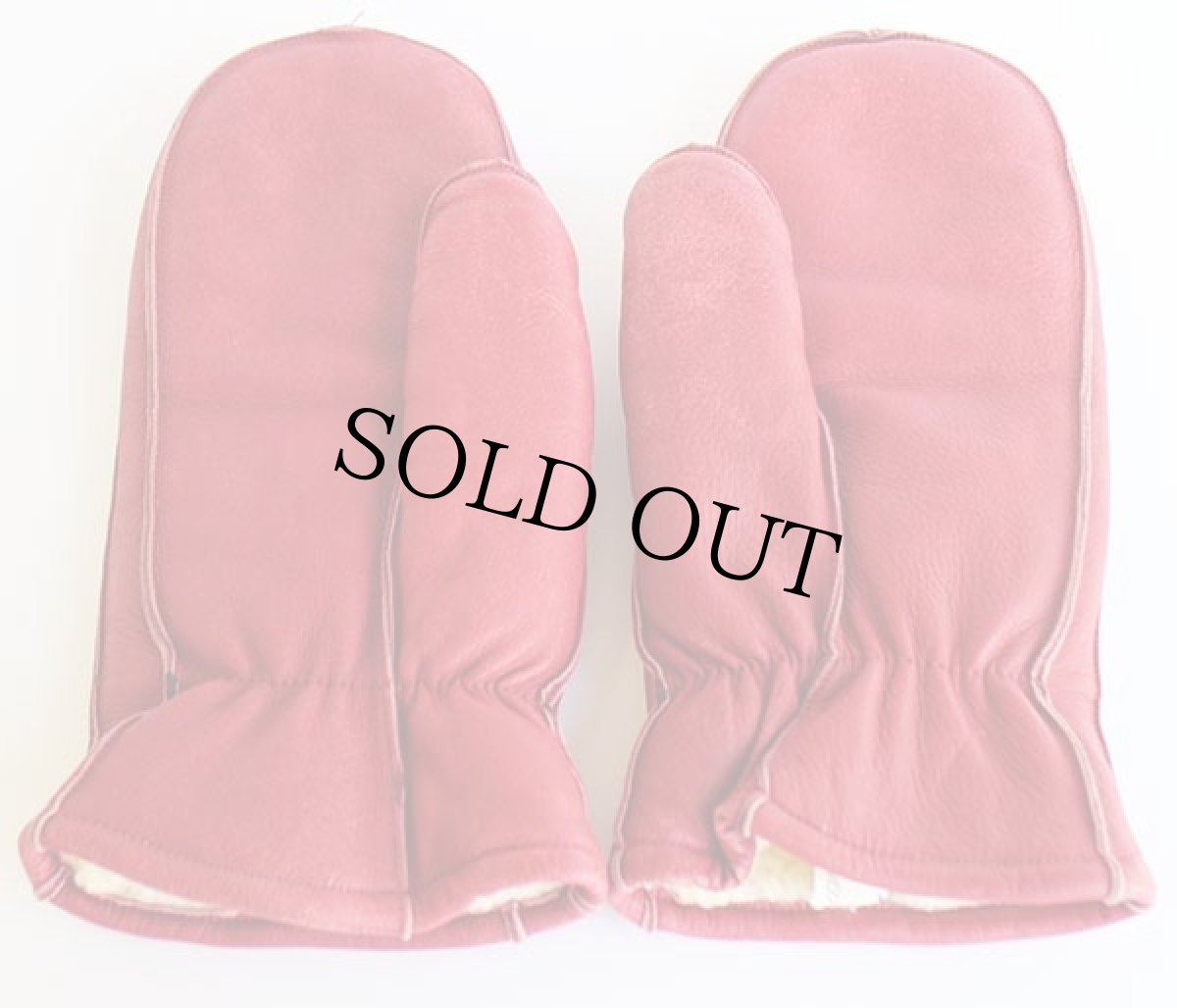 画像3: W.B.PLACE&Co. ボアライナー レザー ミトン グローブ 赤 M★手袋 (3)