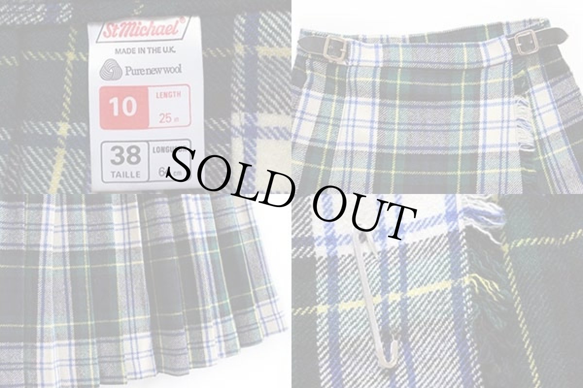 画像3: 英国製 St Michael タータンチェック ウール キルトスカート 10 (3)