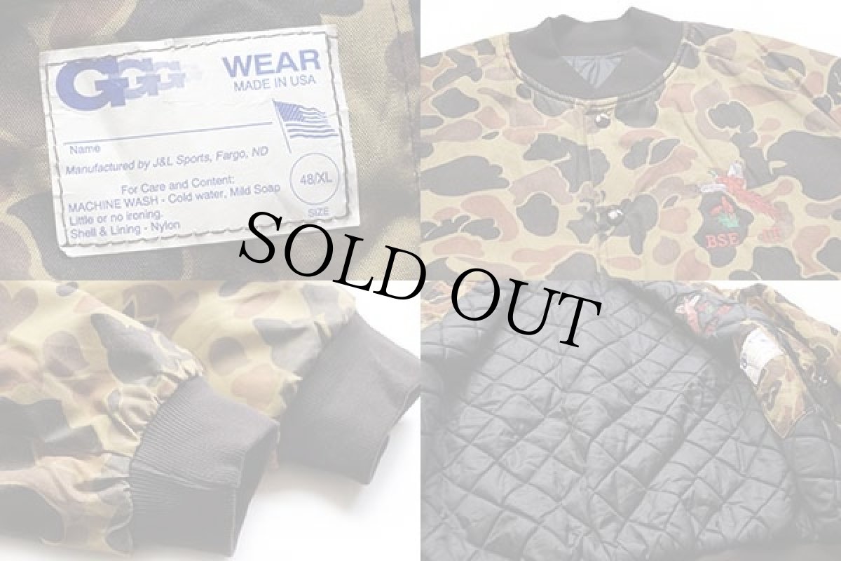 画像3: 80s USA製 J&L Sports 刺繍入り ダックハンターカモ キルティングライナー ナイロンジャケット XL (3)