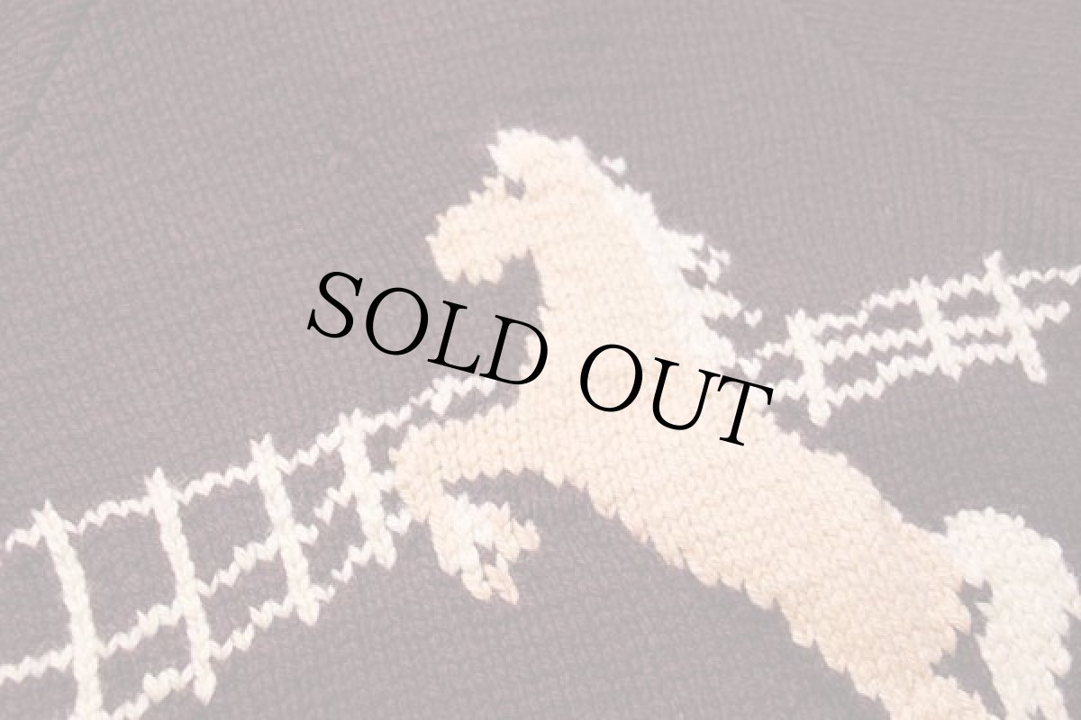 画像5: 60s UNKNOWN 馬柄 ウール カウチンセーター 焦げ茶 (5)