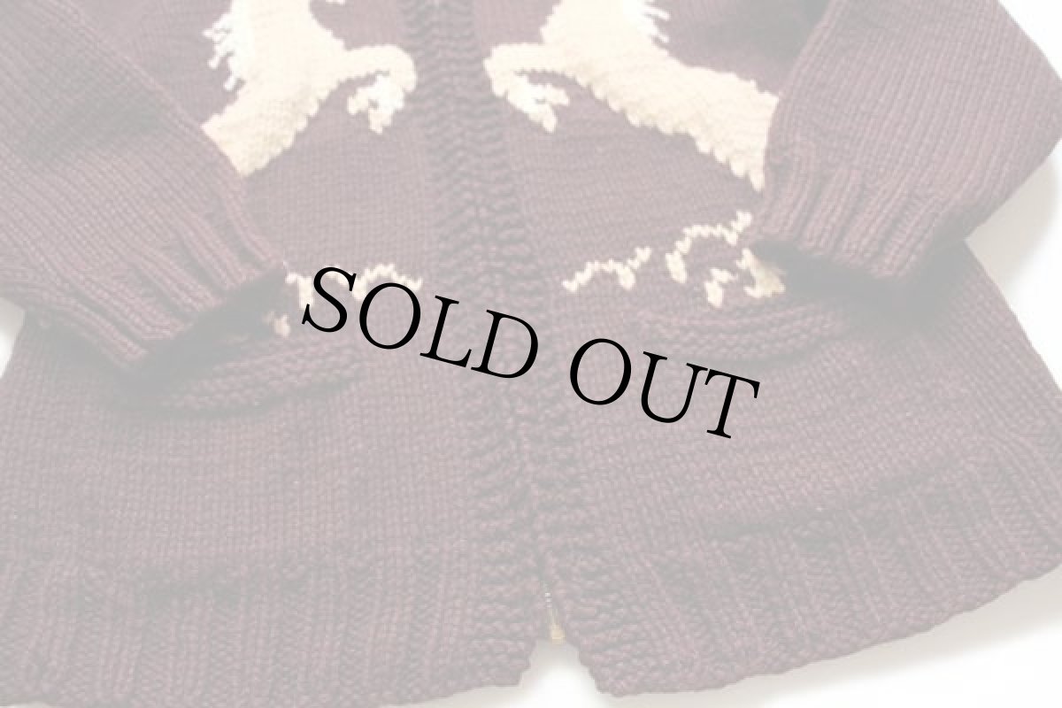 画像6: 60s UNKNOWN 馬柄 ウール カウチンセーター 焦げ茶 (6)