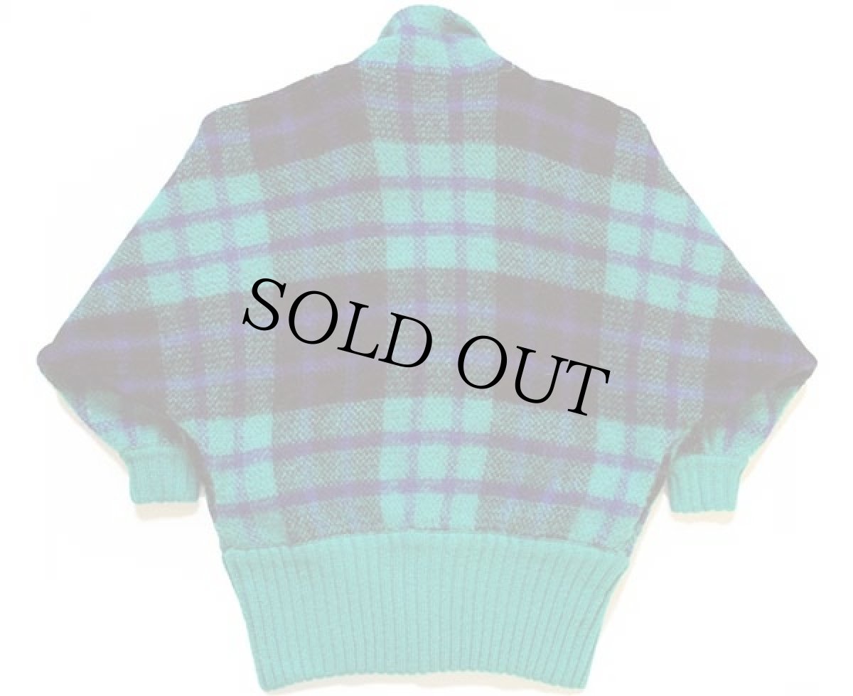 画像2: 90s I.B.DIFFUSION タータンチェック ドルマンスリーブ モヘヤ ニット カーディガン (2)
