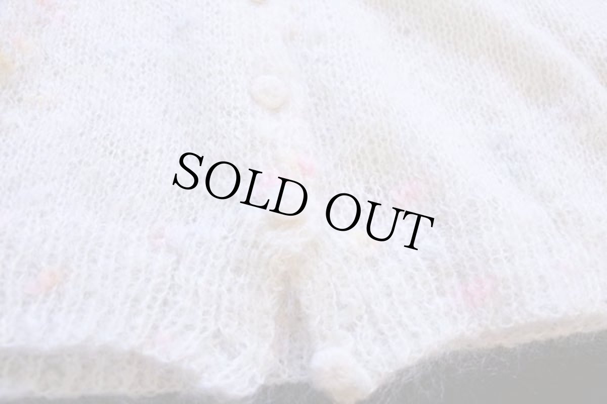 画像4: ビンテージ ネップ入り モヘヤ ハンドニット カーディガン ナチュラル (4)