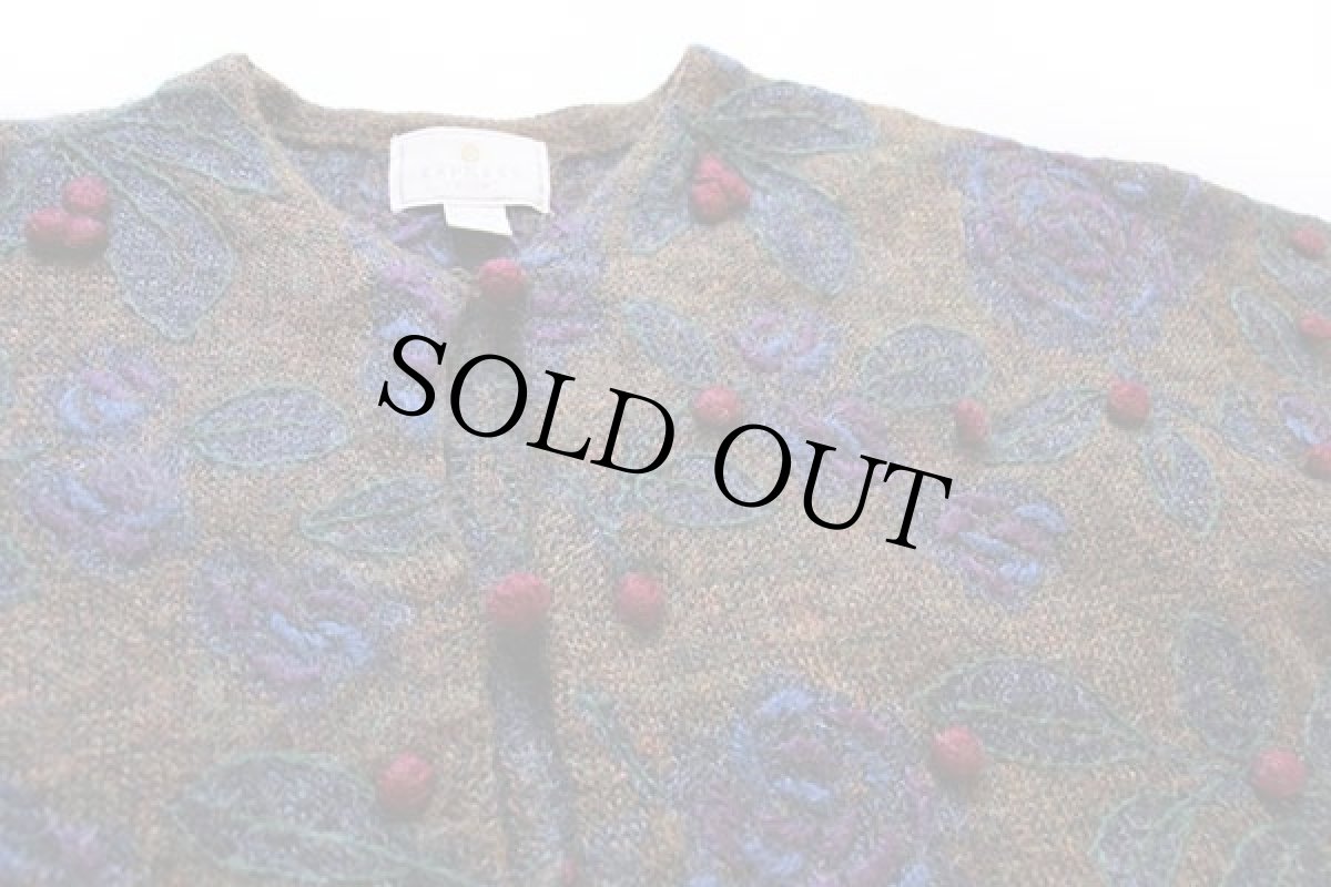 画像3: 90s EXPRESS TRICOT 花柄 刺繍 モヘヤ ニット カーディガン L (3)