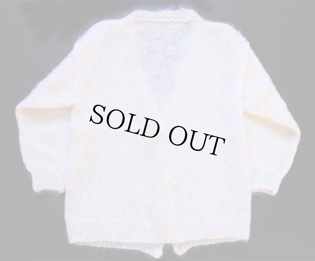 画像2: ビンテージ ネップ入り モヘヤ ハンドニット カーディガン ナチュラル (2)