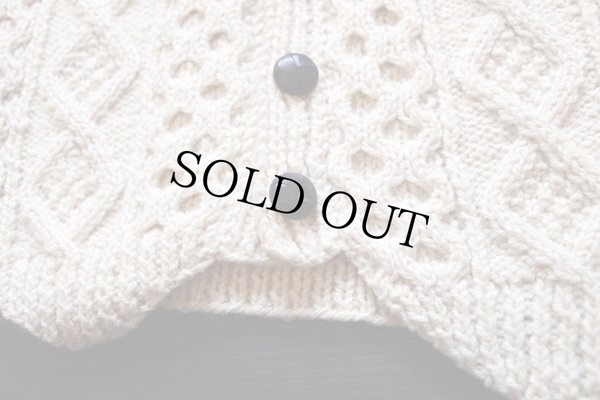 画像6: アイルランド製 ケーブル編み ウール ハンドニット ベスト カーディガン ナチュラル★フィッシャーマン (6)