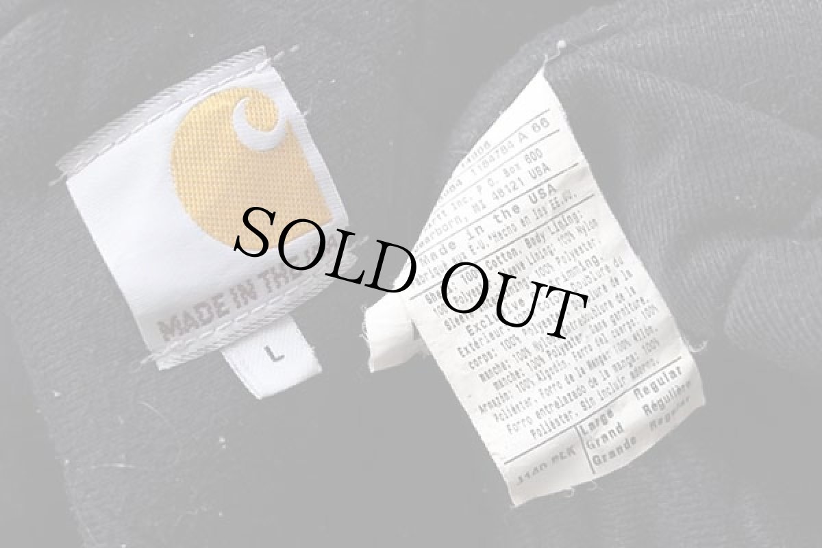 画像3: USA製 carharttカーハート キルティングライナー ダック地 アクティブジャケット パーカー 黒 ペンキ飛び L (3)