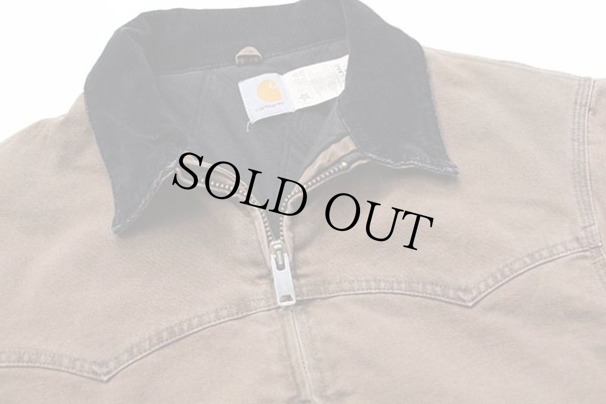 画像3: 80s USA製 carharttカーハート キルティングライナー ダック地 サンタフェジャケット 焦げ茶 XL-T (3)