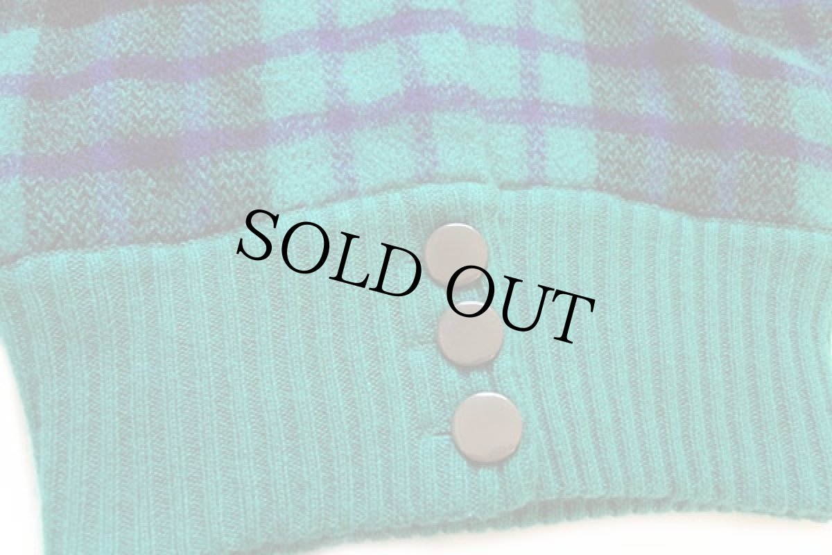 画像5: 90s I.B.DIFFUSION タータンチェック ドルマンスリーブ モヘヤ ニット カーディガン (5)